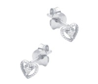 Heart Shaped CZ Silver Stud Earring STS-6405
